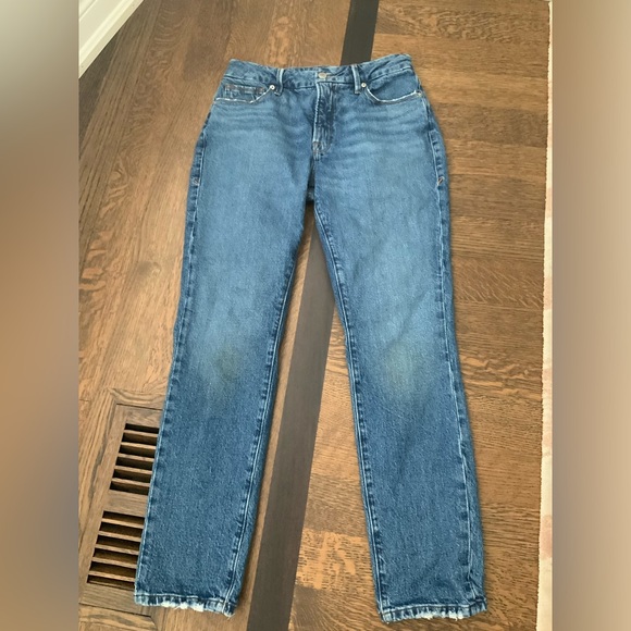 GOOD AMERICAN Good Classic Jeans High Rise Waisted Skinny Frayed Hem Size 28 - Picture 2 of 16
